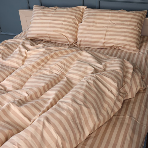 Постільна білизна Бязь 17-0610 Stripe Light Brown - 2