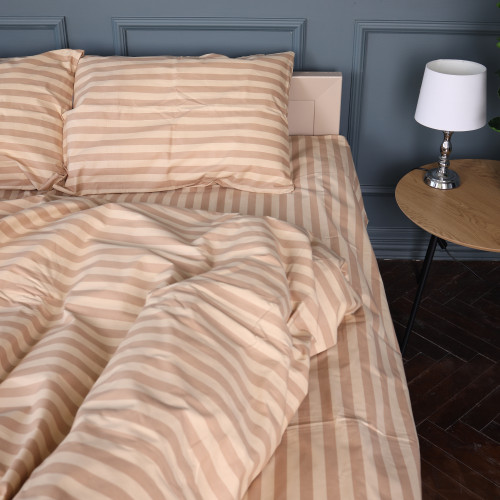Постільна білизна Бязь 17-0610 Stripe Light Brown - 4