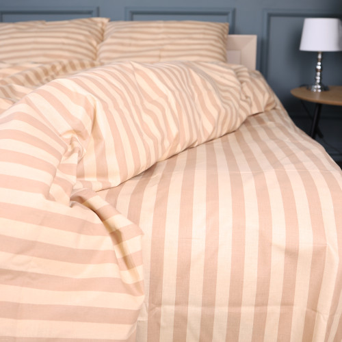 Постільна білизна Бязь 17-0610 Stripe Light Brown - 5