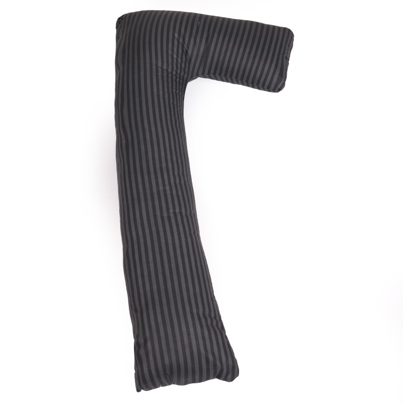 Подушка для вагітних та відпочинку Г-подібна №5002 Color Line 17-0611 Stripe Black EcoSilk бязь