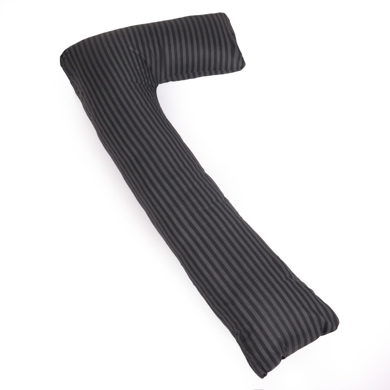 Подушка для вагітних та відпочинку Г-подібна №5002 Color Line 17-0611 Stripe Black EcoSilk бязь - 5
