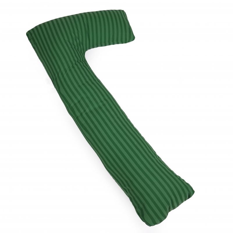 Подушка для вагітних та відпочинку Г-подібна №5000 Color Line 17-0612 Stripe Emerald EcoSilk бязь - 5