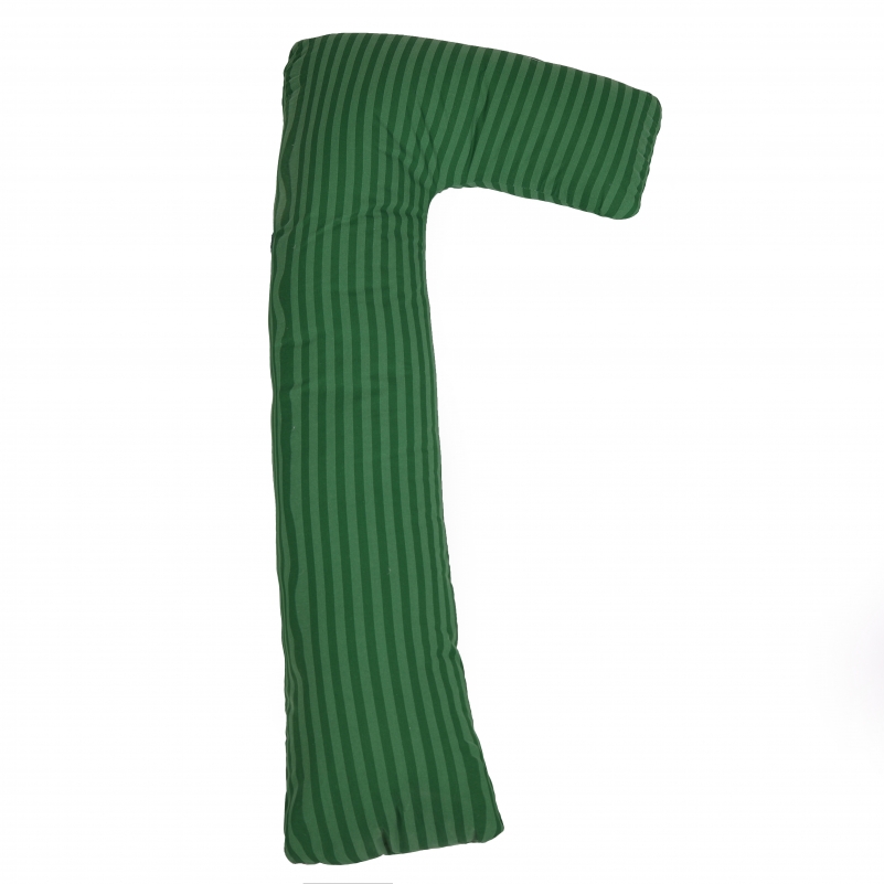 Подушка для вагітних та відпочинку Г-подібна №5000 Color Line 17-0612 Stripe Emerald EcoSilk бязь