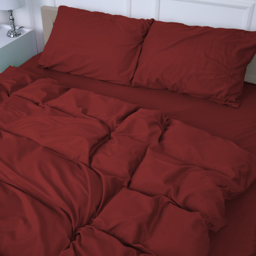 Комплект постельного белья №19-1655 Garnet Mikrosatin Premium Однотонный - 2
