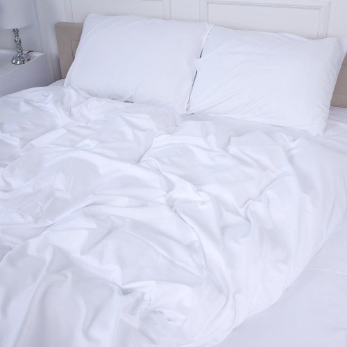 Комплект постельного белья №18-0000 White Mikrosatin Premium Однотонный - 2