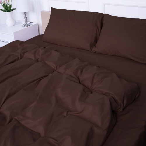 Комплект постільної білизни №19-1230 Friar Brown Mikrosatin Premium Однотонний