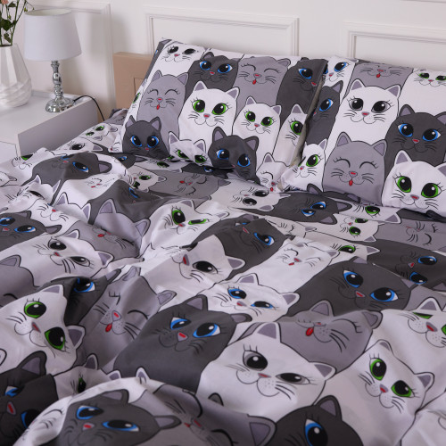 Комплект постельного белья Бязь 17-0635 Кот Батон Серый - 2