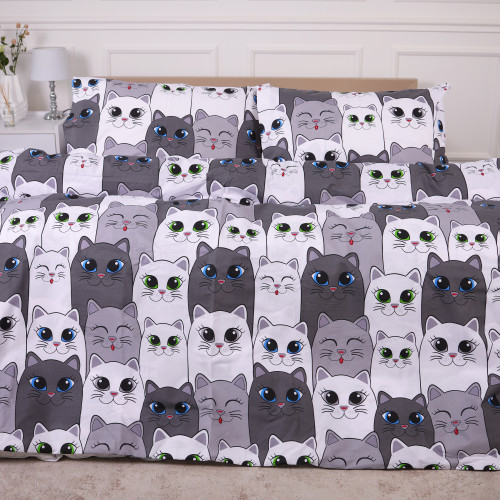 Комплект постільної білизни Ranforce Elite 17-0635 Кіт Батон Сірий