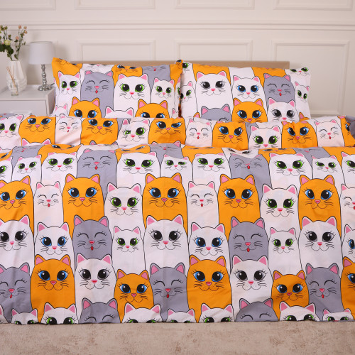 Комплект постільної білизни Ranforce Elite 17-0636 Кіт батон Помаранчевий