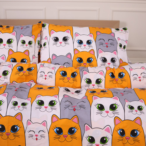 Комплект постільної білизни Ranforce Elite 17-0636 Кіт батон Помаранчевий - 2