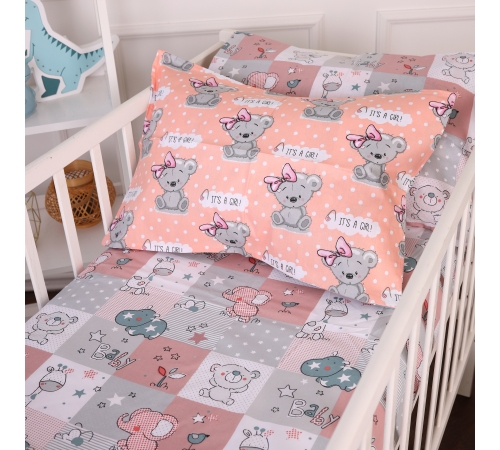 Простынь на резинке (бязь) Kids Time 20-0028 Little girl Teddy - высота 10 см