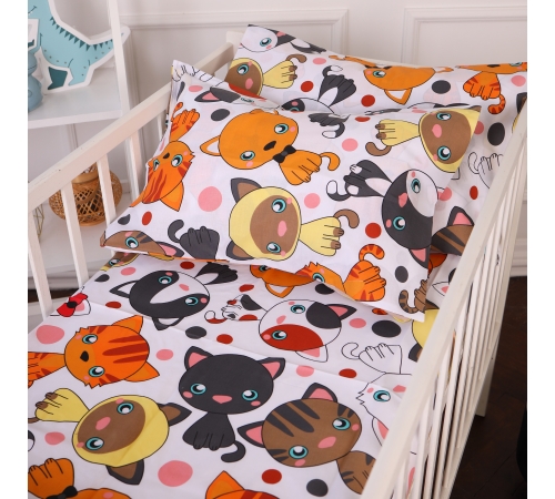 Простирадло на гумці (бязь) Kids Time 20-0035 Colored kittens - висота 10 см