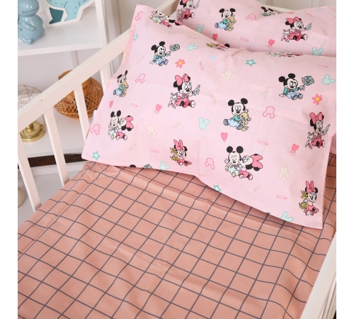 Простынь на резинке (бязь) Kids Time 20-0042 Pink Mikey Mouse - высота 10 см