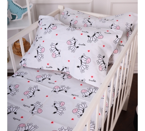 Простынь на резинке (бязь) Kids Time 20-0040 Cute white zebra - высота 10 см