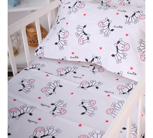 Простынь на резинке (бязь) Kids Time 20-0040 Cute white zebra - высота 10 см