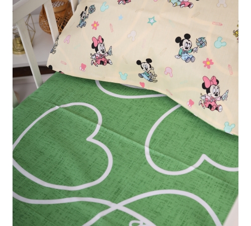 Простынь на резинке (бязь) Kids Time 20-0043 Green Mikey Mouse - высота 10 см