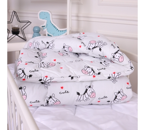 Ковдра антиалергенна зима Kids Time 20-0040 Cute white zebra (EcoSilk)