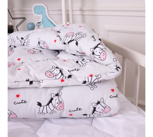 Ковдра антиалергенна зима Kids Time 20-0040 Cute white zebra (EcoSilk)