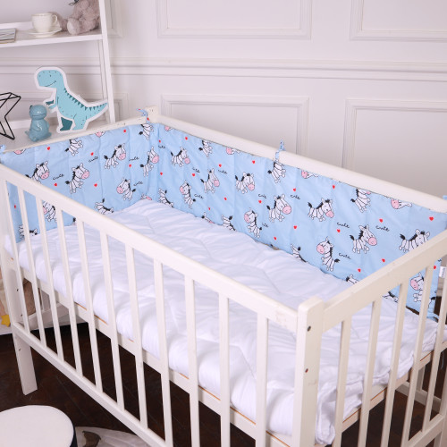 Сплошной борт в кроватку Kids Time 20-0037 Cute blue zebra