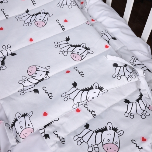 Сплошной бортик в кроватку Kids Time 20-0040 Cute white zebra