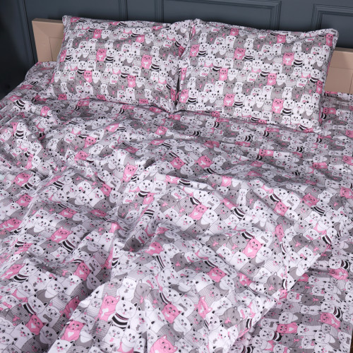 Комплект постельного белья Бязь 17-0670 GrayPink Kitties