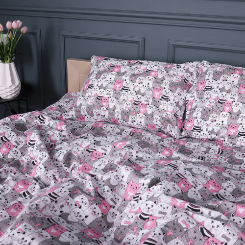 Комплект постельного белья Бязь 17-0670 GrayPink Kitties - 2