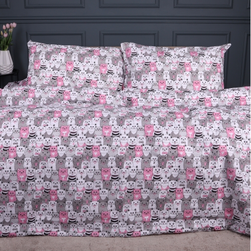 Комплект постельного белья Ranforce Elite 17-0670 GrayPink Kitties