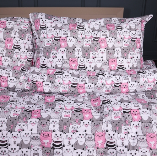 Комплект постельного белья Ranforce Elite 17-0670 GrayPink Kitties