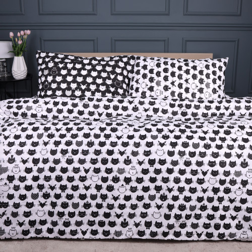 Комплект постільної білизни Ranforce Elite 17-0673 Monochrome Meows