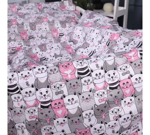 Пододеяльник Бязь Kids Time 17-0670 GrayPink Kitties