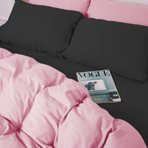 Комплект постільної білизни Фланель 002-008 "Black/Pink" - 4