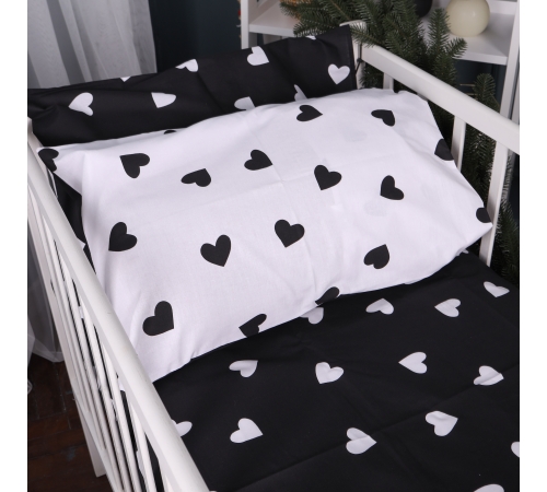 Простынь на резинке (бязь) Kids Time 17-0669 Black and White Love - высота 10 см