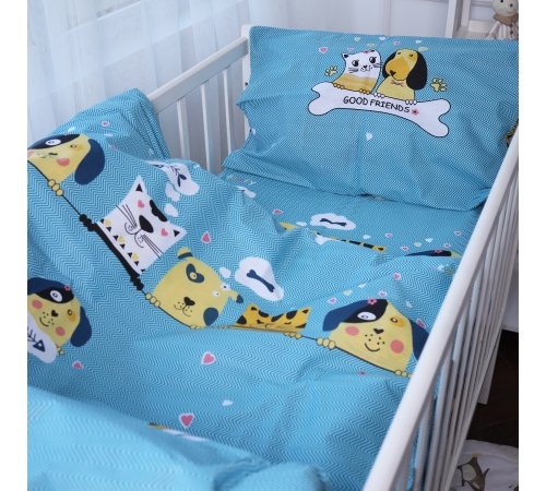 Комплект постельного белья Детский Бязь Kids Time 17-0518 Cat-dog blue