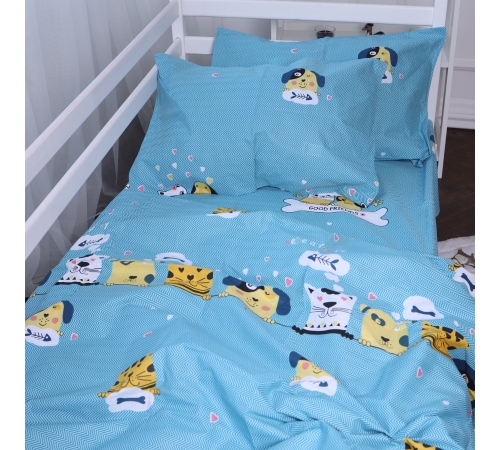 Комплект постельного белья Бязь Kids Time 17-0518 Cat-dog blue
