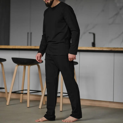 Піжама чоловіча Х (лонгслів + штани прямі) "Basic" all black