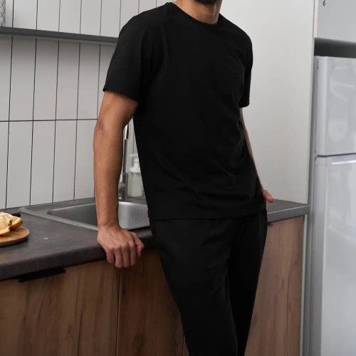 Піжама чоловіча Х (футболка + штани прямі чорні) "Basic t-shirt" black - 2