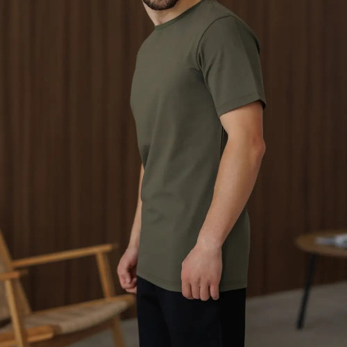 Піжама чоловіча Х (футболка хакі + штани прямі чорні) "Basic t-shirt" khaki/black - 2