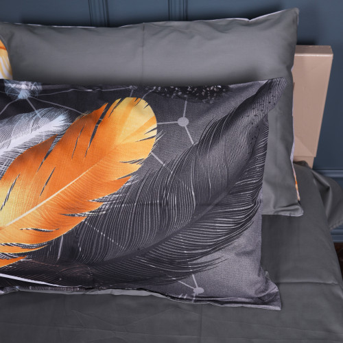 Наволочка Сатин 22-1381 Black and Feathered