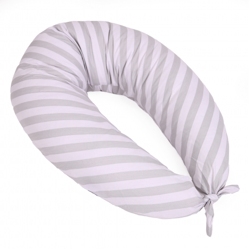 Подушка для вагітних та годування №5019 Color Line 17-0600 Stripe White Gray EcoSilk бязь