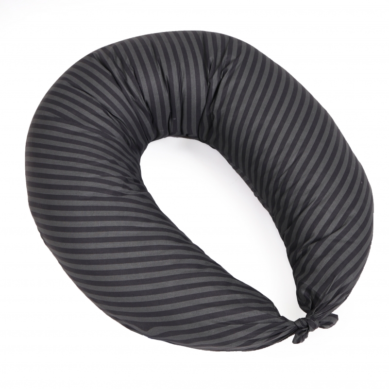 Подушка для беременных и кормления №5017 Color Line 17-0611 Stripe Black EcoSilk бязь