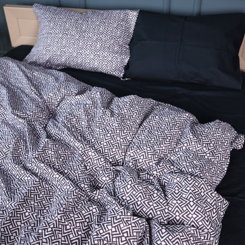 Комплект постельного белья Сатин 22-1386 Geometric Black