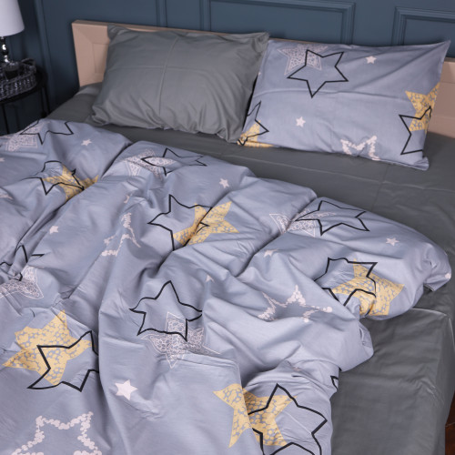 Комплект постільної білизни Сатин 22-1373 Gray Starry Sky