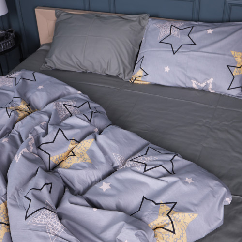 Простирадло Сатин 22-1373 Gray Starry Sky