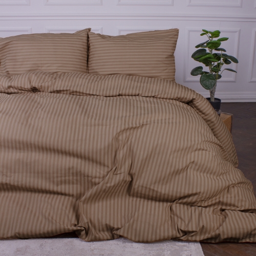 Комплект постельного белья MirSon Ranforce Elite 17-0610 Stripe Light Brown