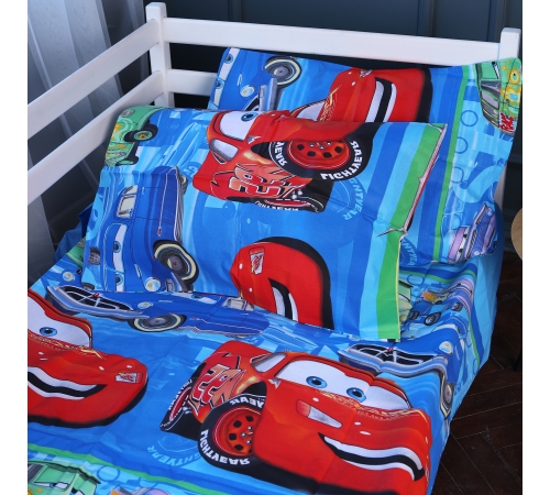 Простынь на резинке (бязь) Kids Time 17-0686 Lightning McQueen - высота 10 см