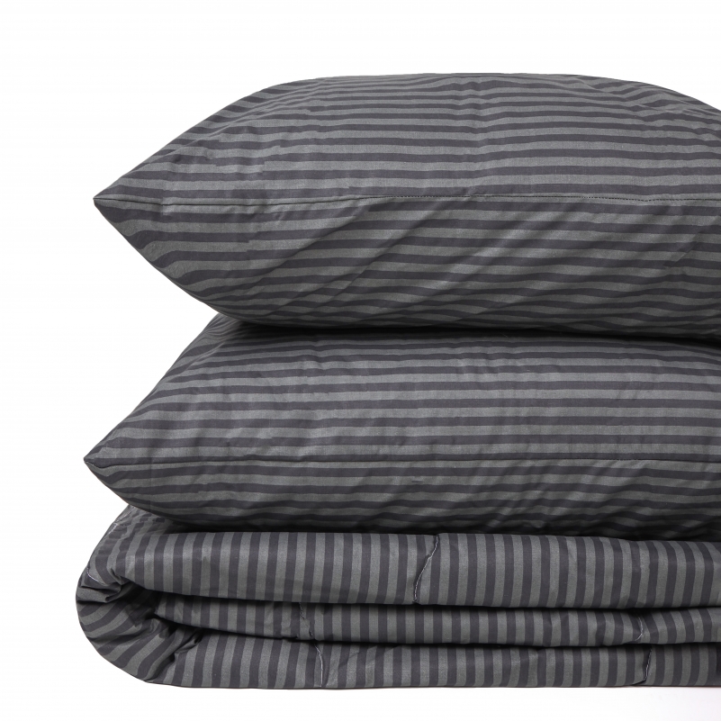 Літній постільний комплект №2919 Сolor Fun Line 17-0611 Stripe Black "Modal" (ковдра + 2 наволочки) - 1