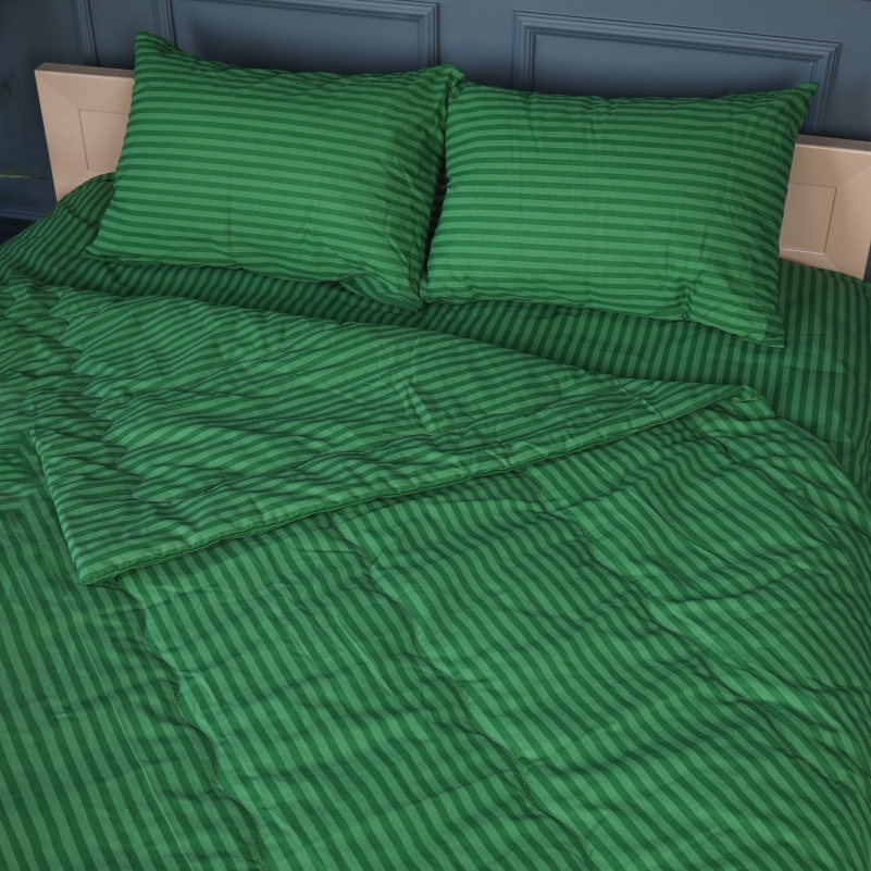 Літній постільний комплект №2918 Сolor Fun Line 17-0612 Stripe Emerald "Modal" (ковдра + 2 наволочки) - 3
