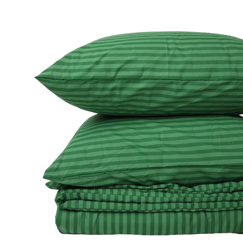 Летний постельный комплект №2900 Сolor Fun Line 17-0612 Stripe Emerald "Ecosilk" (одеяло + 2 наволочки) - 2