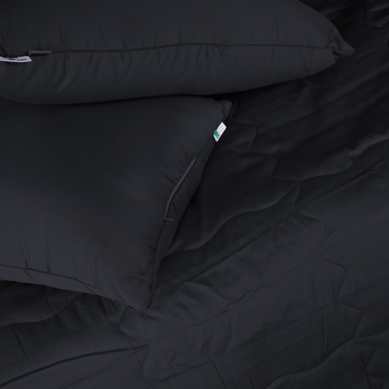 Літній постільний комплект №2965 Line Satin Light Pro 10-006 Black "Modal" (ковдра + 2 наволочки) - 3