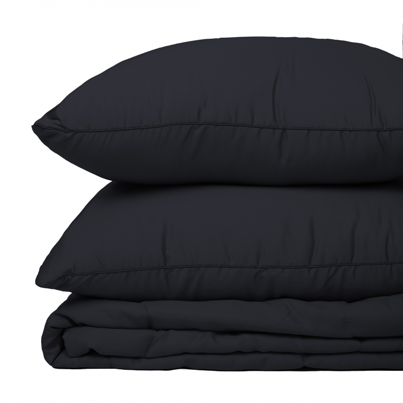 Літній постільний комплект №2965 Line Satin Light Pro 10-006 Black "Modal" (ковдра + 2 наволочки) - 5